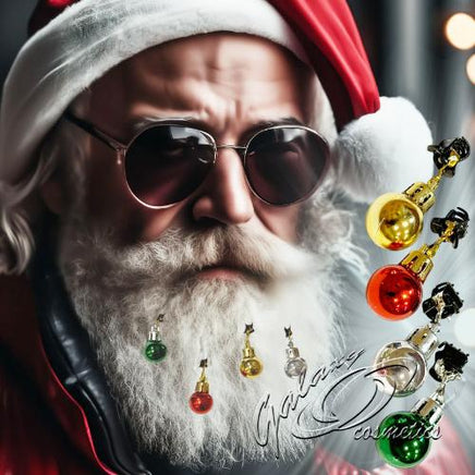 Santa Beard Baubles Clips - 4 Pack - Christmas Fancy Dress, Hair Decorations Christmas seasonal tiny