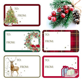 Traditional Christmas Stickers, To / From Self Adhesive Gift Tags, Pack of 50 Christmas seasonal tiny