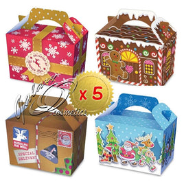 5x Christmas Party Food Boxes, Present, Xmas Kids Gift, Sweets Christmas seasonal tiny