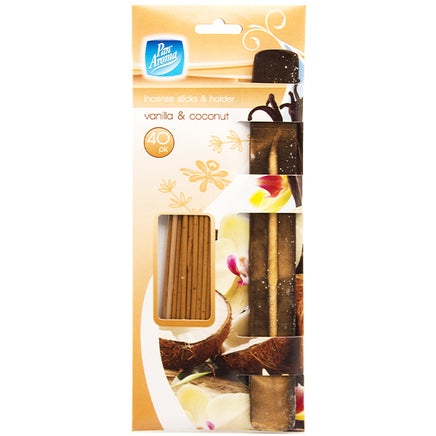 Pan Aroma 40 Incense Sticks and Wooden Holder Burner Ash Catcher Set Vanilla and Coconut aroma candles galaxy