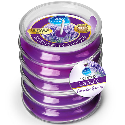 3x Pan Aroma Ribbed Glass Scented Candle 3x 120g Lavender Garden aroma candles Candles & Home Fragrance galaxy Gift Shop xcandle