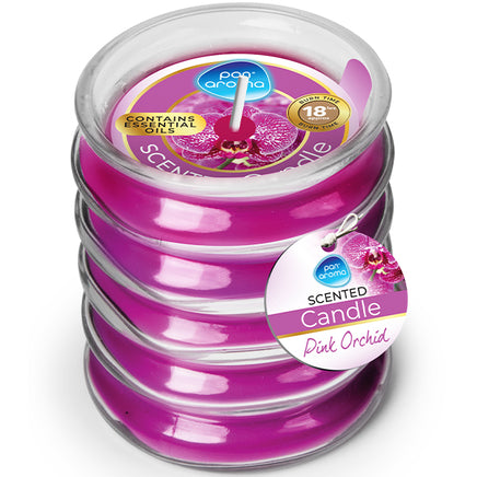 3x Pan Aroma Ribbed Glass Scented Candle 3x 120g Pink Orchid aroma candles Candles & Home Fragrance galaxy Gift Shop xcandle