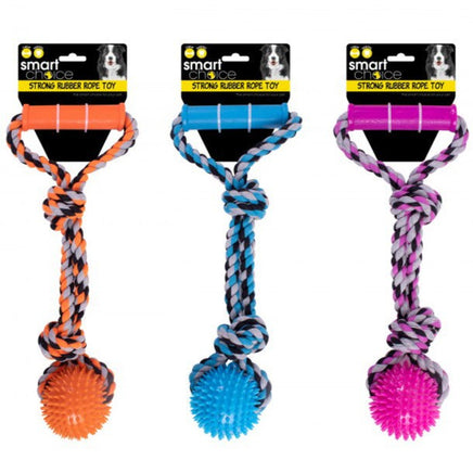 Smart Choice Rope Tug & Pull Dog Toy Strong & Durable Improve Dental Hygiene Rope & Rubber Ball pets Pets Shop tiny