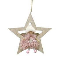 Fairy On Star Traditional Wooden Christmas Tree Hanging Decoration Fairy 2 (white hat) Christmas seasonal tiny
