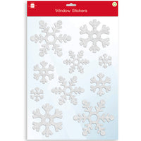 Flocked Snowflake Window Stickers Christmas Decoration 2 sheets = 20 snowflakes Christmas