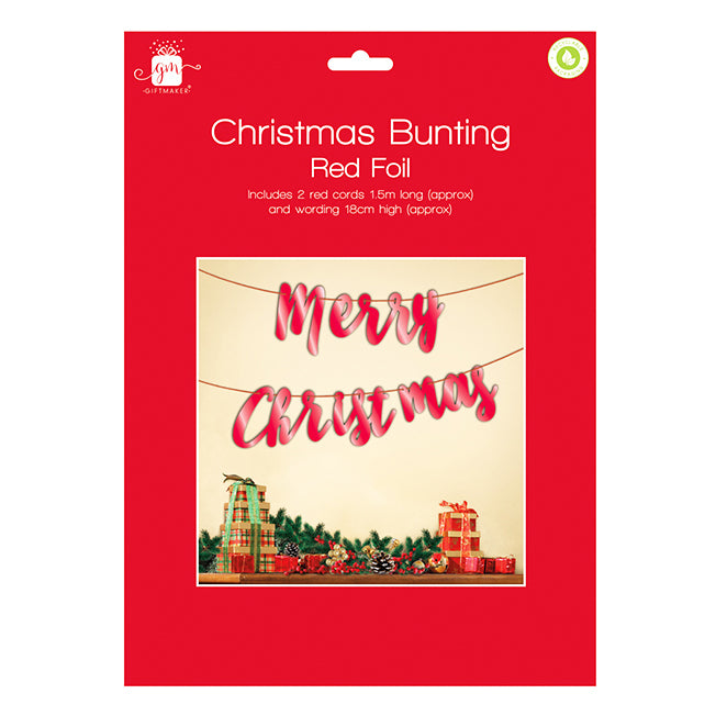 Merry Christmas Bunting Red Foil Banner Hanging Ornament Festive Decoration Christmas other xmas decor seasonal tiny xmas decor