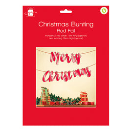 Merry Christmas Bunting Red Foil Banner Hanging Ornament Festive Decoration Christmas other xmas decor seasonal tiny xmas decor