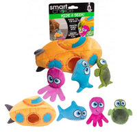 Smart Choice Hide & Seek Dog Puppy Plush Toy Sniff Treat Puzzle Squeak Crinkle Submarine with turtle shark & jelly fish pets Pets Shop tiny