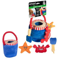 Smart Choice Hide & Seek Dog Puppy Plush Toy Sniff Treat Puzzle Squeak Crinkle Bucket with crab starfish & spade pets Pets Shop tiny