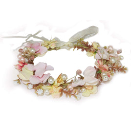Flower Hair Garland Head Floral Tiara with Pearls Beads Wedding Party Prom garlands Jewellery party tiny