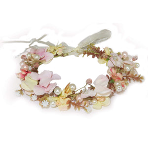 Flower Hair Garland Head Floral Tiara with Pearls Beads Wedding Party Prom garlands Jewellery party tiny
