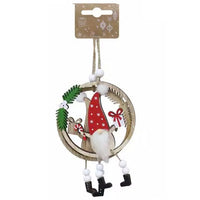Traditional Wooden Die cut Christmas Tree Hanging Decoration 2 pack Red Gonk Christmas seasonal tiny