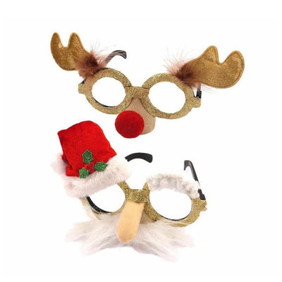 2x Christmas Glasses Santa Father Xmas & Reindeer Rudolf Fancy Dress Masks Christmas