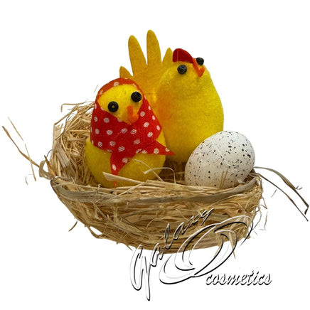 Easter Mini Decorations Bonnet, Party Table, Kids Art Craft Chicks in nest, 5cm Easter seasonal tiny
