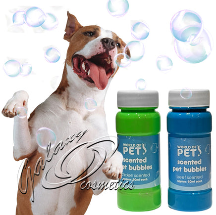 World Of Pets Chicken & Beef Scented Dog Bubbles, Interactive Puppy Play Toys x2 pets tiny
