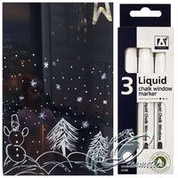 3 X White Liquid Chalk Marker Pen Write On Windows Christmas decoration Wipeable Christmas kids seasonal tiny