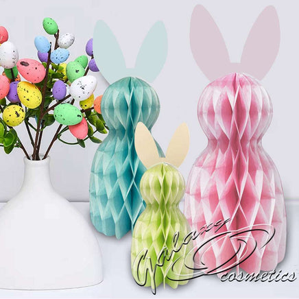 Easter Bunny Honeycomb Paper Decorations - Table or Hanging - Pack of 3 Easter seasonal tiny