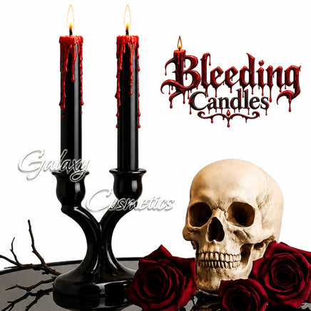 Black Tapered Bleeding Candles Black to Red 2 Pack candles Halloween seasonal