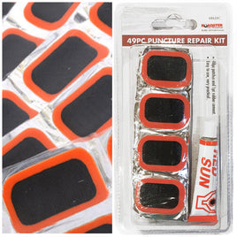 Roadster 49pc PUNCTURE REPAIR Kit Patches & Rubber Cement Glue Bicycle Tire home tiny