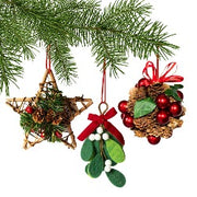 Traditional Wooden & Felt Christmas Tree Hanging Decoration Christmas