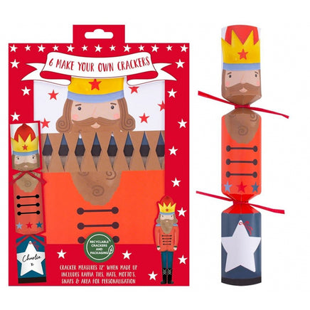 6 Pack Make Your Own Christmas Crackers 12" Set with Hats & Jokes Nutcracker Christmas other xmas gift seasonal tiny xmas gift