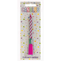 Musical Candle Party Cake Topper Plays "Happy Birthday to you" Pink party tiny