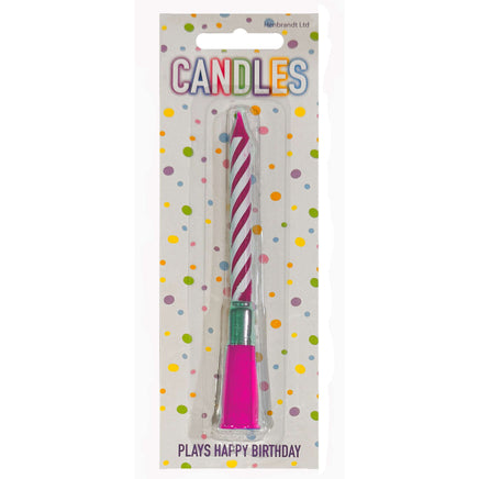Musical Candle Party Cake Topper Plays "Happy Birthday to you" Pink party tiny