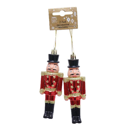 Hanging Nutcracker Soldiers Traditional Christmas Tree Decoration Baubles 2 pack Red Christmas seasonal tiny