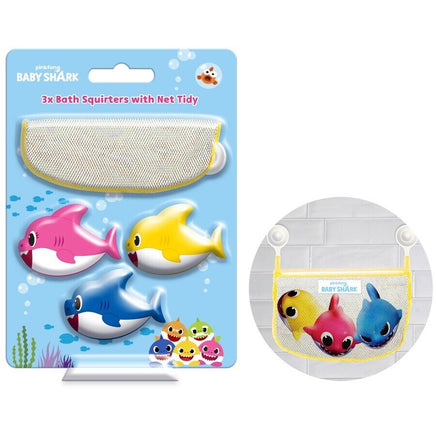 Baby Shark Bath Water Squirters Toys with Net Tidy Set Fun Bath time for Kids kids tiny