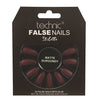 Technic False Nails Tips Full Coverage Set of 24 + Glue Matte Burgundy Stiletto false nails nails