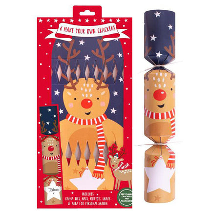 6 Pack Make Your Own Christmas Crackers 12" Set with Hats & Jokes Reindeer Christmas other xmas gift seasonal tiny xmas gift