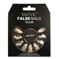Technic False Nails Tips Full Coverage Set of 24 + Glue Abstract false nails galaxy nails