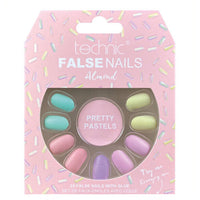 Technic False Nails Tips Full Coverage Set of 24 + Glue Pretty Pastels false nails nails