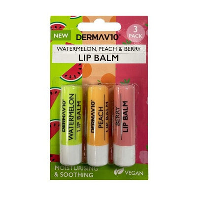 Derma V10 Lip Balm Trio Intensive Repair Lipstick Watermelon Peach Berry lips makeup