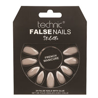 Technic False Nails Tips Full Coverage Set of 24 + Glue French Manicure Stiletto false nails galaxy nails