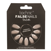 Technic False Nails Tips Full Coverage Set of 24 + Glue French Manicure Stiletto false nails nails