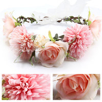 Flower Headband Head Garland Hair Band Crown Wreath Festival Boho Hippy Wedding Pink Roses & Asters #10 Clothes, Shoes & Accessories:Women:Women's Accessories:Hair Accessories hair hair styling
