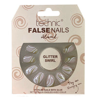 Technic False Nails Tips Full Coverage Set of 24 + Glue Glitter Swirl false nails galaxy nails