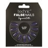 Technic False Nails Tips Full Coverage Set of 24 + Glue Gloss Navy Squareletto false nails nails