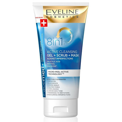 Eveline Facemed 8in1 Deep Cleansing Active Gel + Scrub + Mask 150ML face care skin