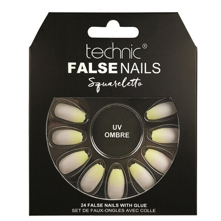 Technic False Nails Tips Full Coverage Set of 24 + Glue UV Ombre false nails galaxy nails