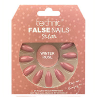Technic False Nails Tips Full Coverage Set of 24 + Glue Winter Rose false nails galaxy nails