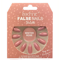 Technic False Nails Tips Full Coverage Set of 24 + Glue Winter Rose false nails nails