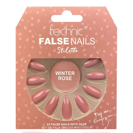 Technic False Nails Tips Full Coverage Set of 24 + Glue Winter Rose false nails galaxy nails