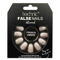 Technic False Nails Tips Full Coverage Set of 24 + Glue French Ombre Almond false nails galaxy nails