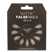 Technic False Nails Tips Full Coverage Set of 24 + Glue Coloured French Tip with Glitter false nails galaxy nails
