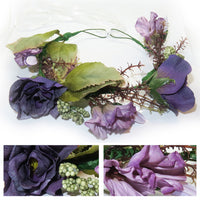 Flower Headband Head Garland Hair Band Crown Wreath Festival Boho Hippy Wedding Wild Flowers & Leaves purple lilac #12 Clothes, Shoes & Accessories:Women:Women's Accessories:Hair Accessories hair hair styling