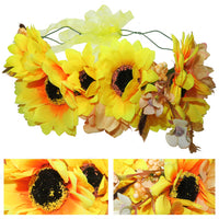 Flower Headband Head Garland Hair Band Crown Wreath Festival Boho Hippy Wedding Large yellow sunflowers #14 Clothes, Shoes & Accessories:Women:Women's Accessories:Hair Accessories hair hair styling