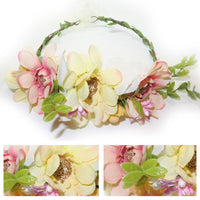 Flower Headband Head Garland Hair Band Crown Wreath Festival Boho Hippy Wedding Pink & Yellow Flowers #15 Clothes, Shoes & Accessories:Women:Women's Accessories:Hair Accessories hair hair styling
