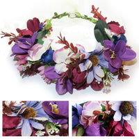 Flower Headband Head Garland Hair Band Crown Wreath Festival Boho Hippy Wedding Summer Flowers purple burgundy #16 Clothes, Shoes & Accessories:Women:Women's Accessories:Hair Accessories hair hair styling